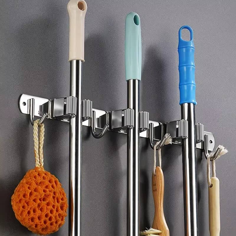 Stainless Steel Wall-Mounted Mop Rack Stylish