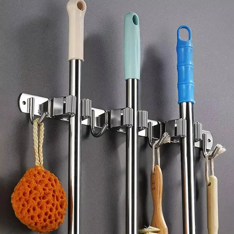 Stainless Steel Wall-Mounted Mop Rack