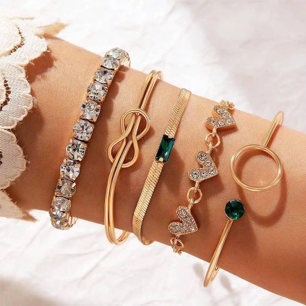 4PCS Snake Gemstone Bangles