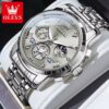 OLEVS Men's Watches Classic Multifunctional Fltwheel Chronograph Original Quartz Wristwatch Moon Phase 24 Hour Waterproof reloj - Image 9