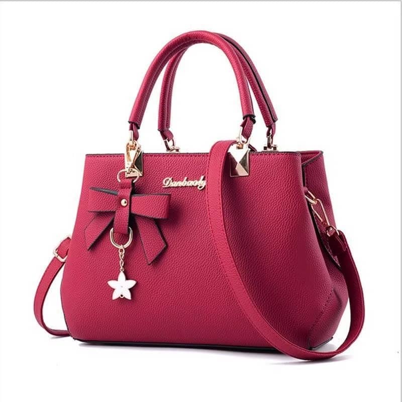 Fashion Solid Color With Bow One Shoulder Bag Portable Bandolera Casual Satchel Large Capacity Cross-body Handbag For Women