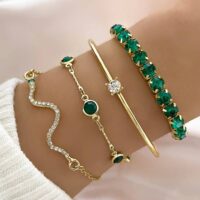 4PCS Fashionable Snake Gemstone Bangle Set