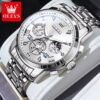 OLEVS Men's Watches Classic Multifunctional Fltwheel Chronograph Original Quartz Wristwatch Moon Phase 24 Hour Waterproof reloj - Image 8