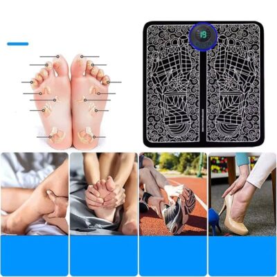 Foot Massger Sole Massage Pad Feet Muscle Stimulation 8 Modes 19 Level Relaxation USB Charging
