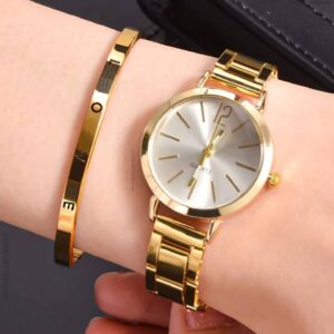 Ladies Fashion Digital Alloy Quartz Watch 2pcs Set - Image 4