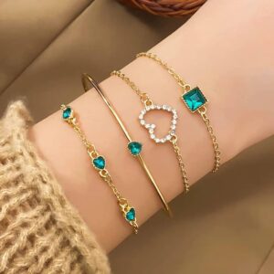 4PCS Fashionable Snake Gemstone Bangle Set - Image 3
