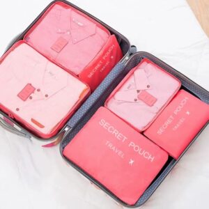 6 Pcs/Set Pink/Blue/Grey Travel Storage Bag Large Capacity Waterproof Luggage Clothing Underwear Storage Bag Bag With Zipper - Image 6