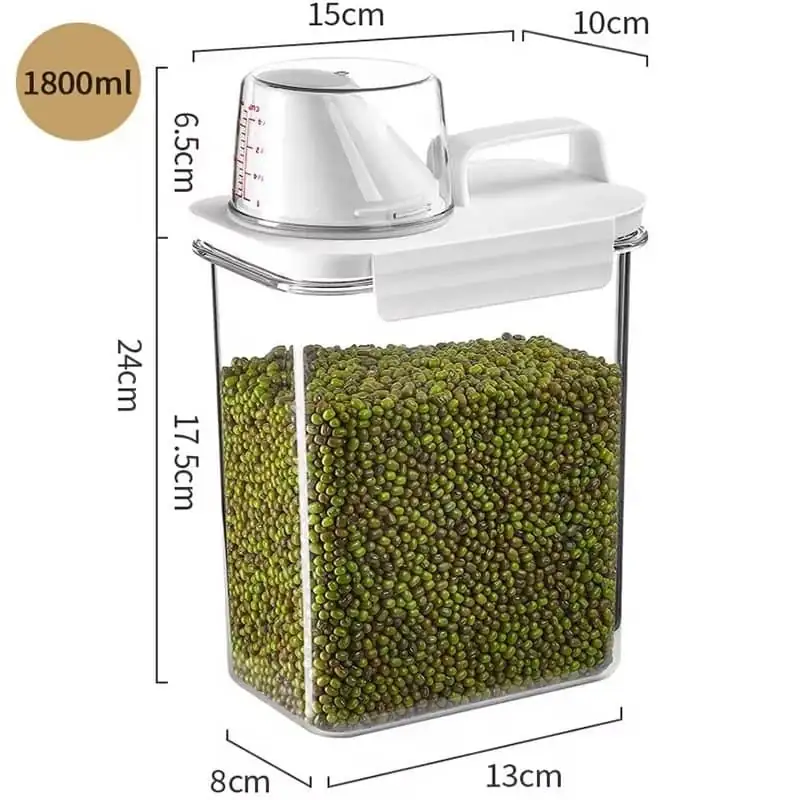Airtight Grain Storage Box with Measuring Cup Lid 5 Airtight Grain Storage Box With Measuring Cup Lid