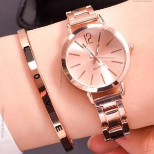 Ladies Fashion Digital Alloy Quartz Watch 2pcs Set - Image 6