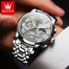 OLEVS Men's Watches Classic Multifunctional Fltwheel Chronograph Original Quartz Wristwatch Moon Phase 24 Hour Waterproof reloj - Image 10