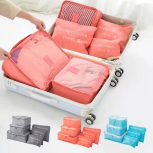 6 Pcs/Set Pink/Blue/Grey Travel Storage Bag Large Capacity Waterproof Luggage Clothing Underwear Storage Bag Bag With Zipper - Image 10