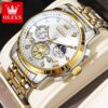 OLEVS Men's Watches Classic Multifunctional Fltwheel Chronograph Original Quartz Wristwatch Moon Phase 24 Hour Waterproof reloj - Image 5