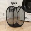 3pcsDirty Clothes Basket Skeleton Ventilated Foldable Easy Storage Portable Large Capacity Clothes Basket - Image 3