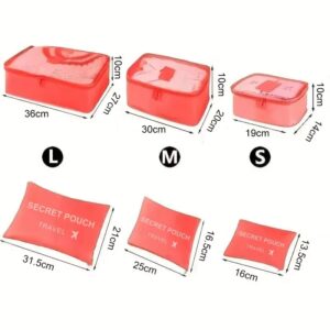 6 Pcs/Set Pink/Blue/Grey Travel Storage Bag Large Capacity Waterproof Luggage Clothing Underwear Storage Bag Bag With Zipper - Image 8