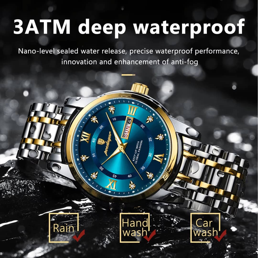 POEDAGAR Luxury Watch for Man Elegant Date Week Waterproof Luminous Men Watch Quartz Stainless Steel Sports Men’s Watches reloj