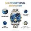OLEVS Men's Watches Classic Multifunctional Fltwheel Chronograph Original Quartz Wristwatch Moon Phase 24 Hour Waterproof reloj - Image 4