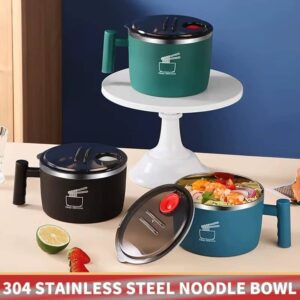 Stainless Steel Bowl With Lid For Instant Noodles Sealed And Portable Drain Bowl For Kitchen Utensils Instant Noodle Partner - Image 8