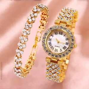 Ladies Fashion Digital Alloy Quartz Watch 2pcs Set - Image 9