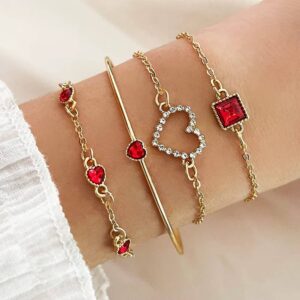 4PCS Fashionable Snake Gemstone Bangle Set - Image 5