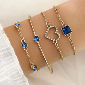 4PCS Fashionable Snake Gemstone Bangle Set - Image 6