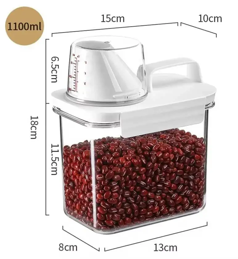 Airtight Grain Storage Box with Measuring Cup Lid 7 Airtight Grain Storage Box With Measuring Cup Lid
