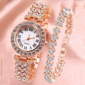 Ladies Fashion Digital Alloy Quartz Watch 2pcs Set - Image 11
