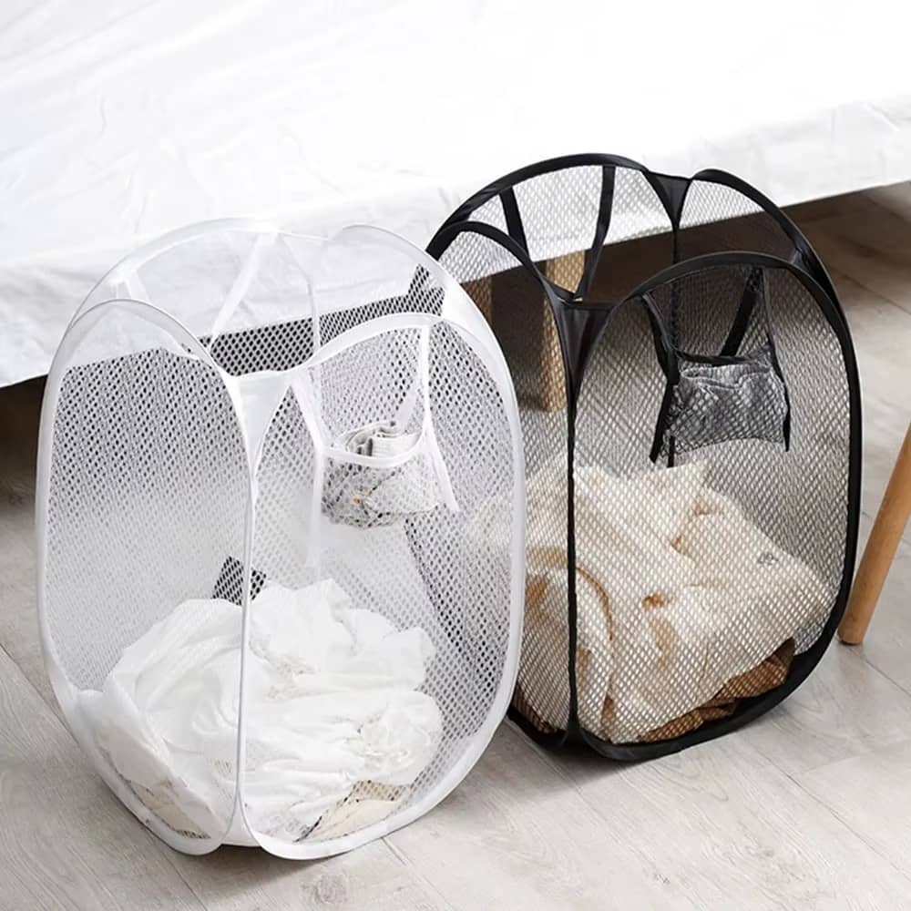 3pcsDirty Clothes Basket Skeleton Ventilated Foldable Easy Storage Portable Large Capacity Clothes Basket