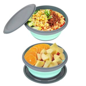 3pcs/set Silicone Folding Lunch Box With Lid Portable Picnic Camping Bowl Set Kitchen Tableware Kit Foldable Fruit Salad Bowl