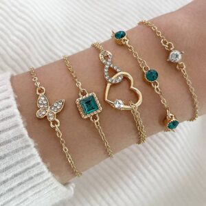 4PCS Fashionable Snake Gemstone Bangle Set - Image 8