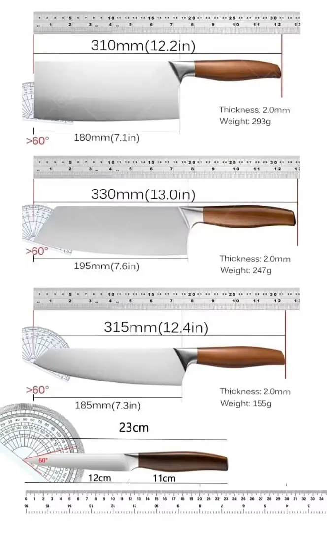 Professional Japanese Kitchen Knives (SantokuChef), Fillet, Cleaver, 5 Professional Japanese Kitchen Knives (SantokuChef), Fillet, Cleaver,