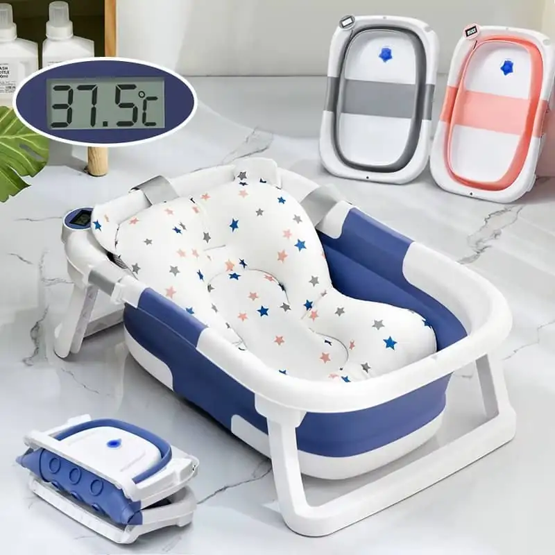 Silicone Baby Bath Tub with Thermometer