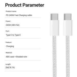 240W USB-C to USB-C Charging Cable, 2m, Braided - Image 6