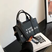 Women Shoulder Bag Contrast Letters Fashion Ladies Tote Bag PU Leather Mini Square Shoulder Bag Retro