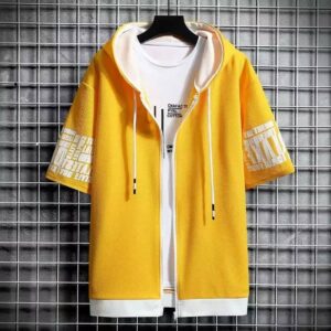 Fashion Men's Hoodies Summer Men Clothing T-shirt Zipper Hood Cartoon Casual T Shirt Print Hooded Top Short Sleeve Men - Image 3