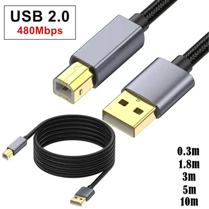 Type B Male to A Male USB 2.0 Cable