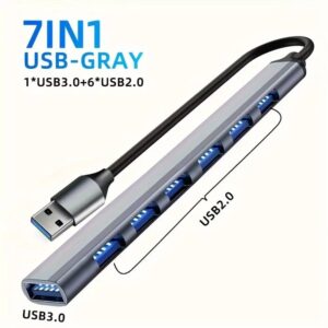 USB C Hub USB Hub 3.0, Aluminum 7 in 1 USB Extender - Image 3
