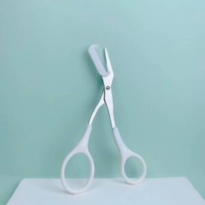 Pink Eyebrow Trimming Scissors with Built-in Comb - Image 2