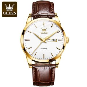 OLEVS Classic Quartz Watch for Men Waterproof Leather strap Calendar Sports Business Men 's Quartz Wrist Watch TOP Brand 6898 - Image 5