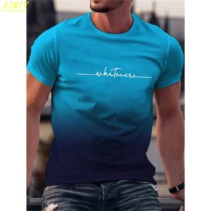Fashion Summer 3D Stripe Letter Print Men's T Shirt Hip Hop Trend Harajuku Streetwear Casual O-neck Oversized T-shirts Men Tops - Image 3