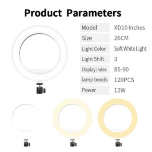 1.10inch 26cm Selfie Ring Light Photography Fill Lighting Led Ring Lamp for Video Recording Live Broadcast Selfie Led Lamp - Image 3