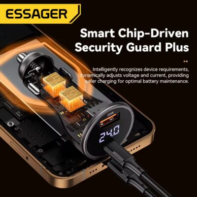 Essager 100W Car Charger USB C Quick Charge PD 45W for iPhone 15 pro 14 Xiaomi Poco Samsung Galaxy S24 Fast Charger Charging