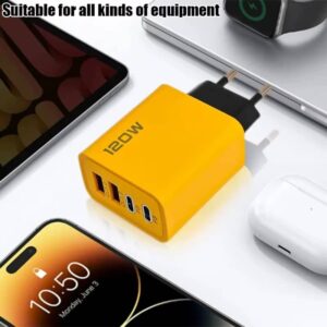 120W Fast Charging 4 Ports Mobile Phone Charger QC3.0 USB Type C Chargers Dual PD Wall Adapter EU/US/UK Plug for iPhone15 Xiaomi - Image 3