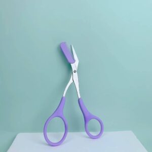 Pink Eyebrow Trimming Scissors with Built-in Comb - Image 4