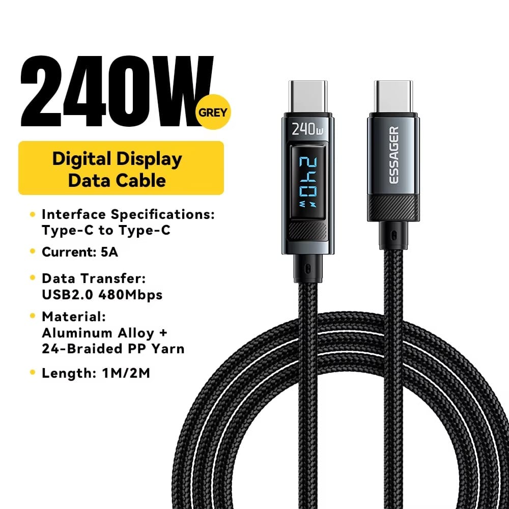 Essager 240W USB Type C to USB C Cable, PD 3.1 Fast Charging Charger Wire