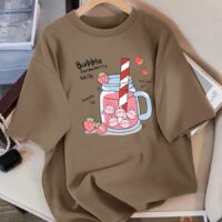 Delicious Strawberry Beverage Print Women T-shirt