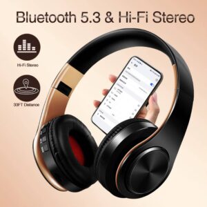 Men Gift Gold Wireless Headphones Bluetooth Earphone Stereo Headset with Build-in MIC with 3.5mm Jack for Xiaomi Samsung IPHONE - Image 7