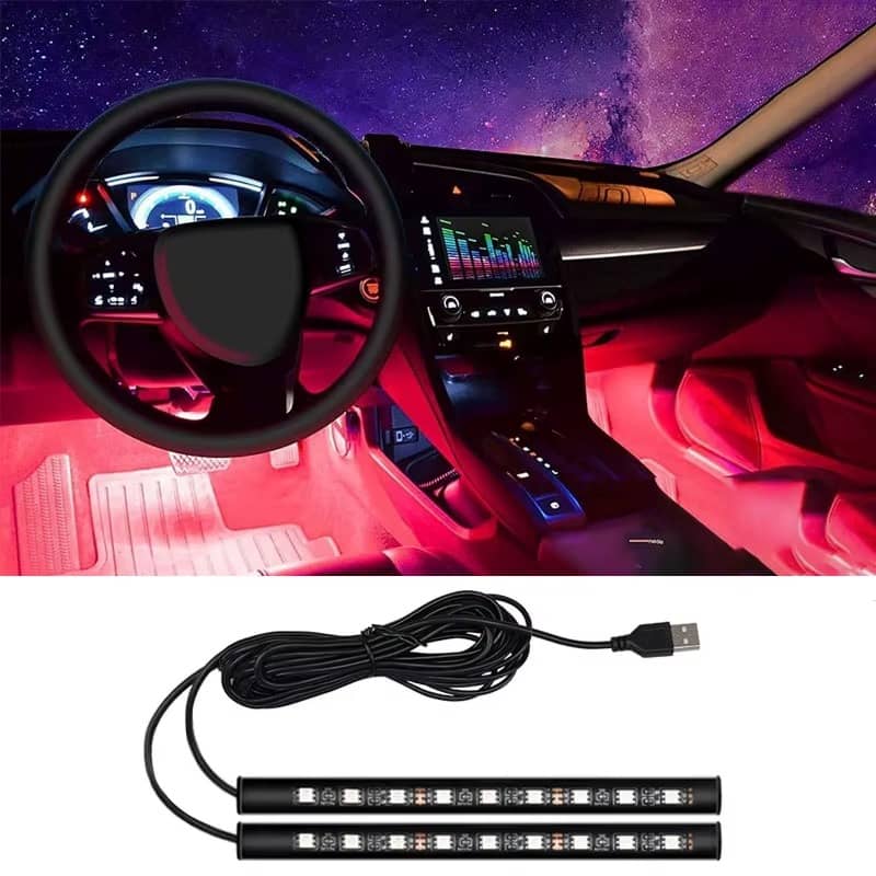 LED Car Interior Ambient Foot Strip Light Kit
