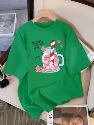 Delicious Strawberry Beverage Print Women T Shirt Summer Breathable Tee Cotton Street Clothing Casual Sport Cool Short Sleeve - Image 3
