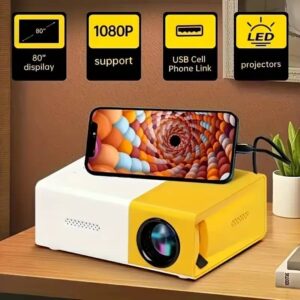 Smart Mini Portable Projector, 180° Adjustable Angle