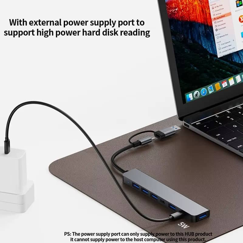 USB C Hub USB Hub 3.0, Aluminum 7 in 1 USB Extender